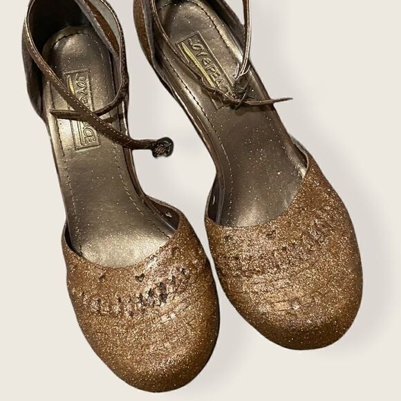 Sparkly Bronze Upcycled Custom Size 6 Joy & Peace Brown Wedges - Picture 2 of 8